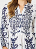 Resort Beaded Dress-White/Navy