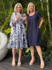 Lino Stitch Hem Detail Shift Dress - Navy