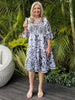 Resort Beaded Dress-White/Navy