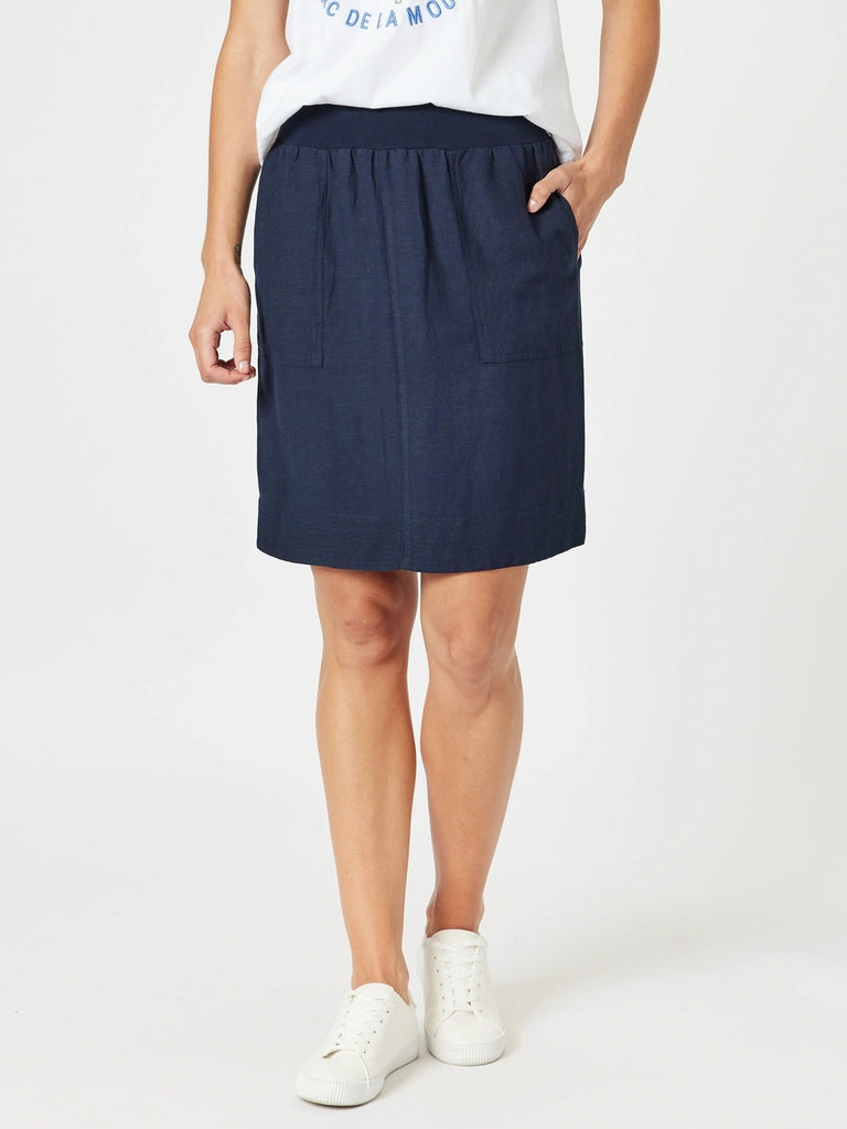 Stitch Hem Skirt-Navy