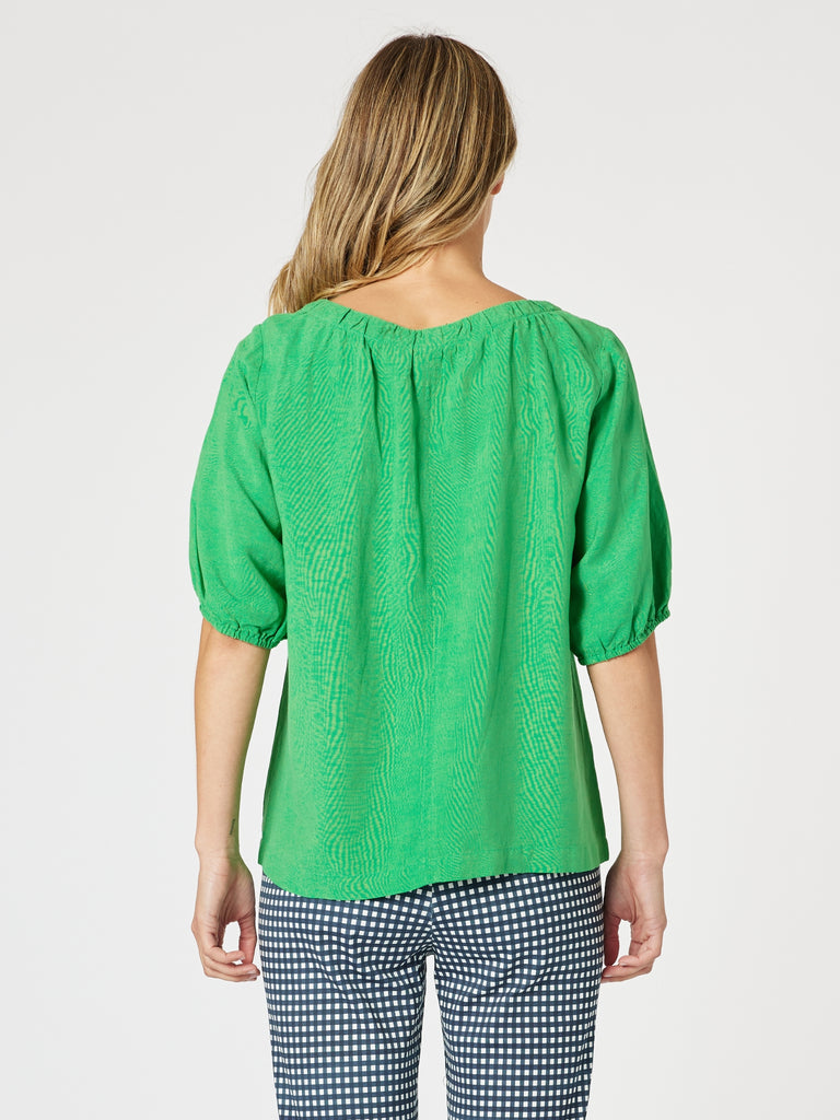 Lino V Neck Top-Elm