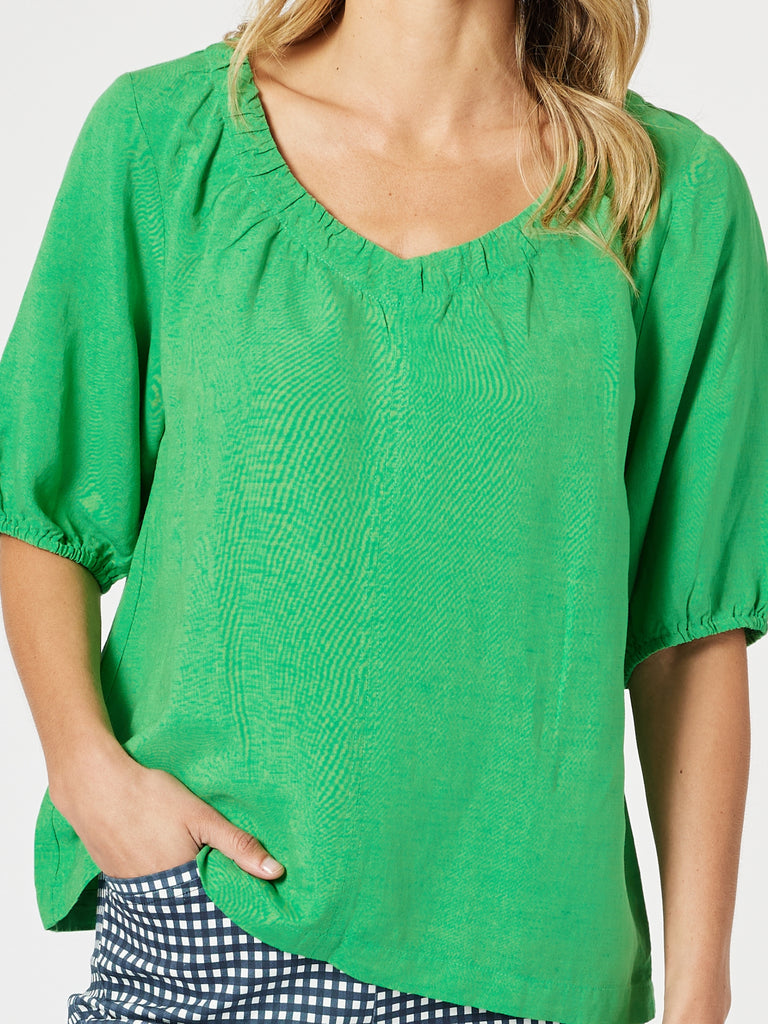 Lino V Neck Top-Elm