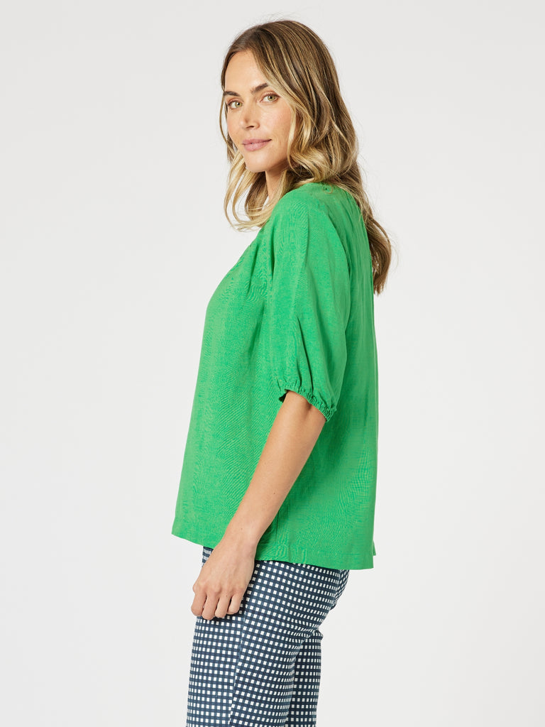 Lino V Neck Top-Elm