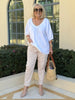 Lino V Neck Top - White