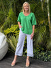 Lino V Neck Top - Elm