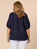 Lino V Neck Top-Navy