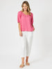 Lino V Neck Top - Peony