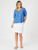 Lino V Neck Top - Sardinia Blue
