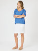 Lino V Neck Top - Sardinia Blue