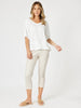 Lino V Neck Top - White gordon smith