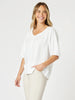 Lino V Neck Top - White gordon smith