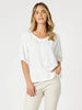 Lino V Neck Top - White gordon smith