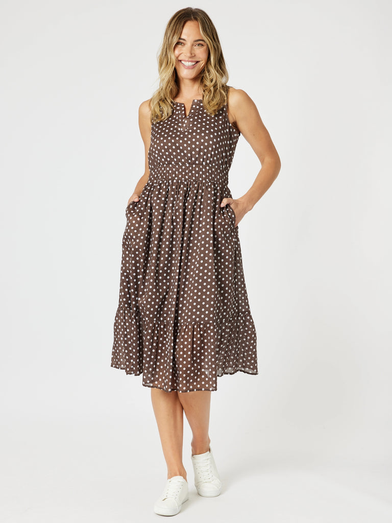 Get Spotty Midi Dress - Koko White
