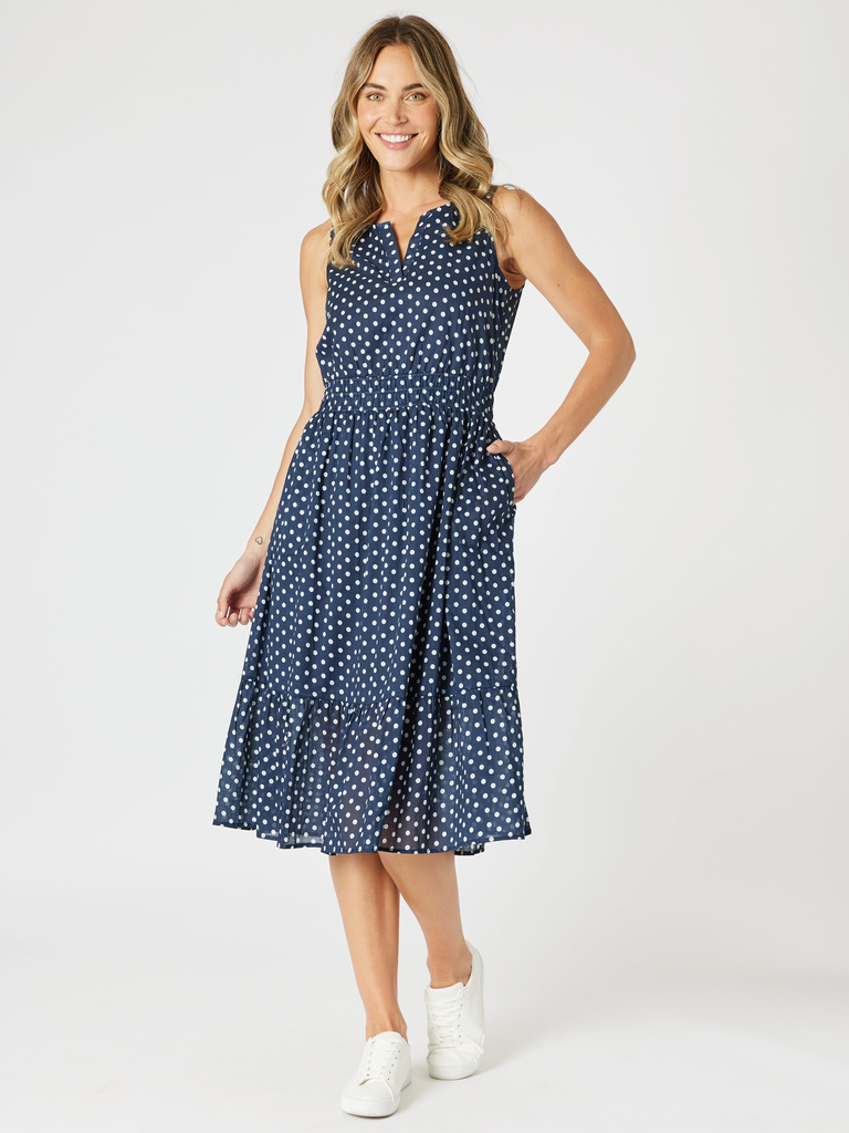 Get Spotty Dress - Navy/White gordon smith