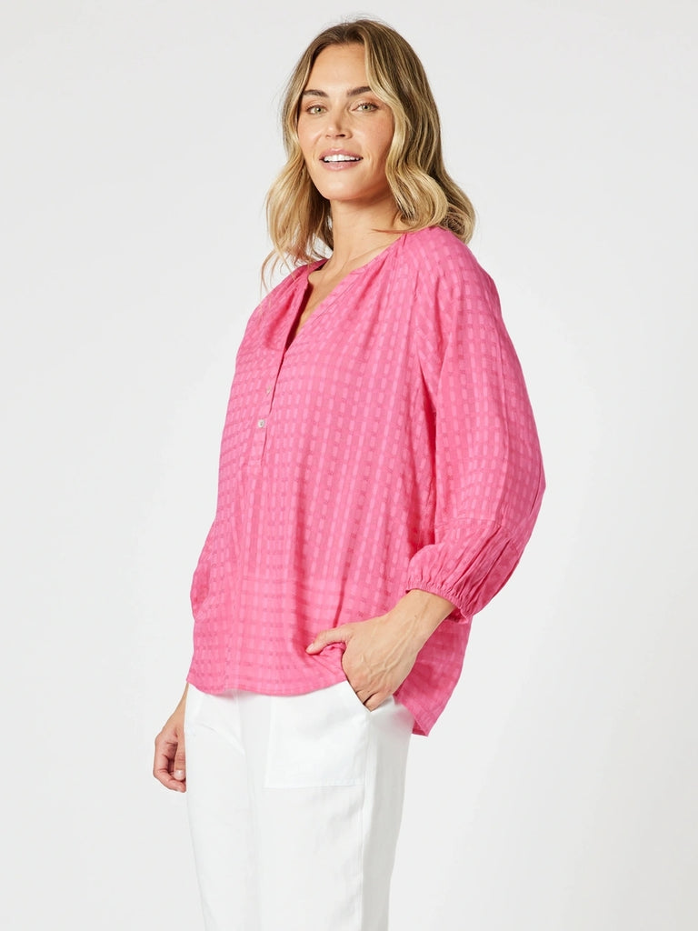 Mykonos Check Shirt - Peony