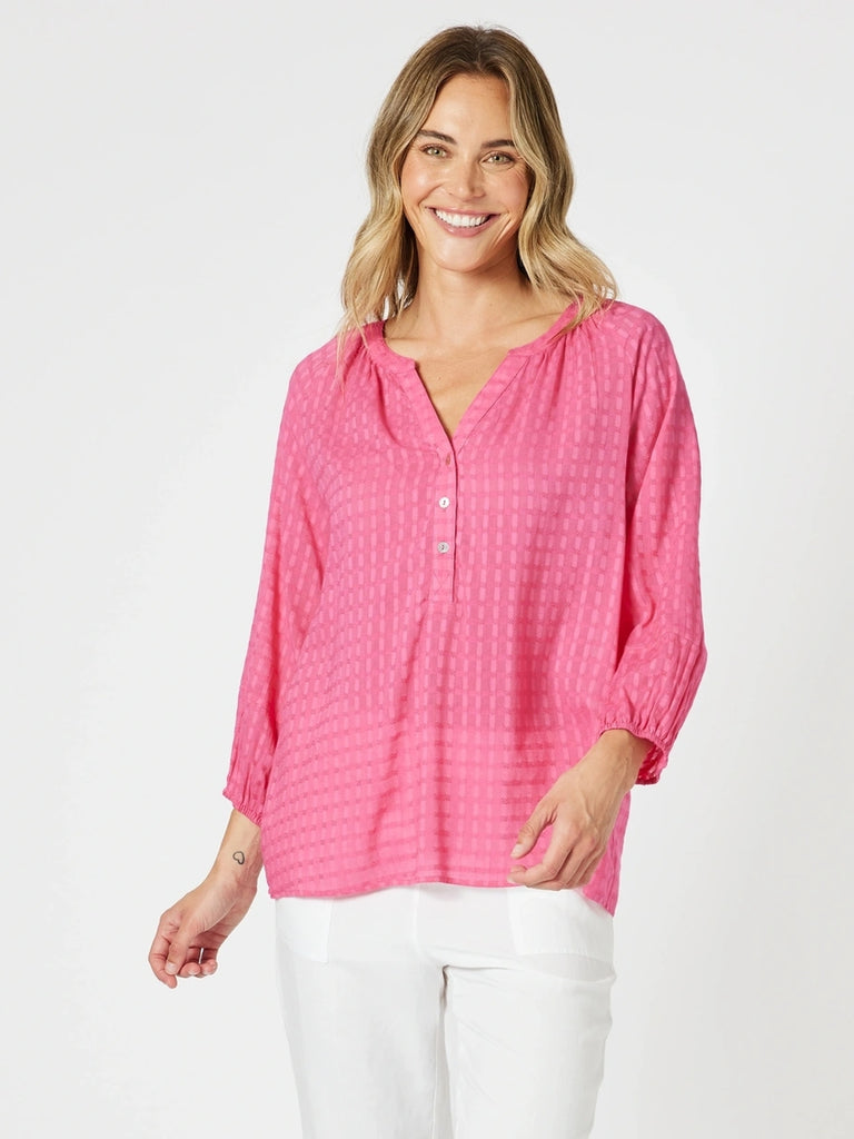 Mykonos Check Shirt - Peony