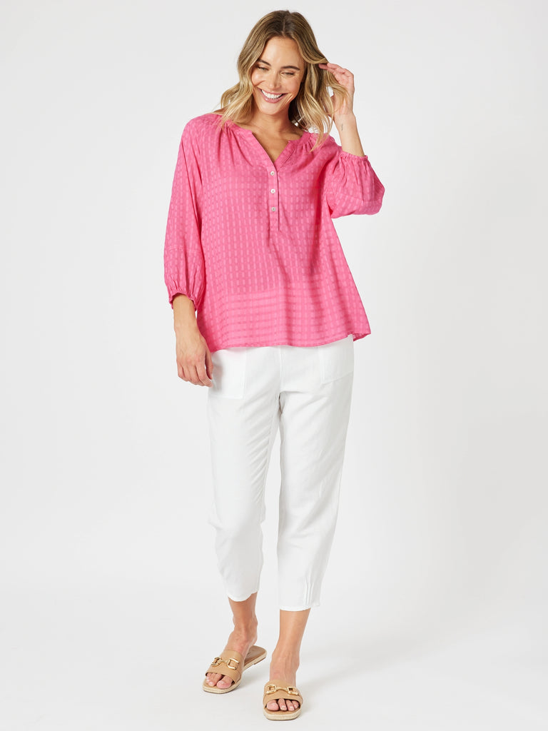 Mykonos Check Shirt - Peony