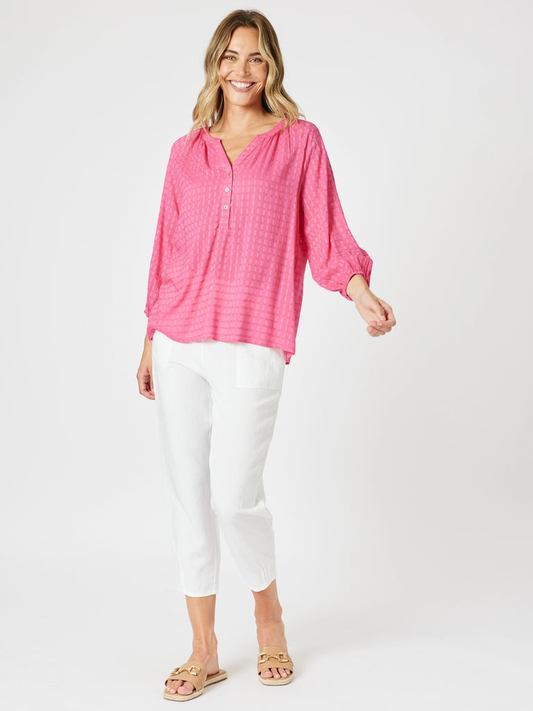Mykonos Check Shirt - Peony