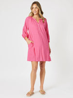Mykonos Shift Check Dress - Peony