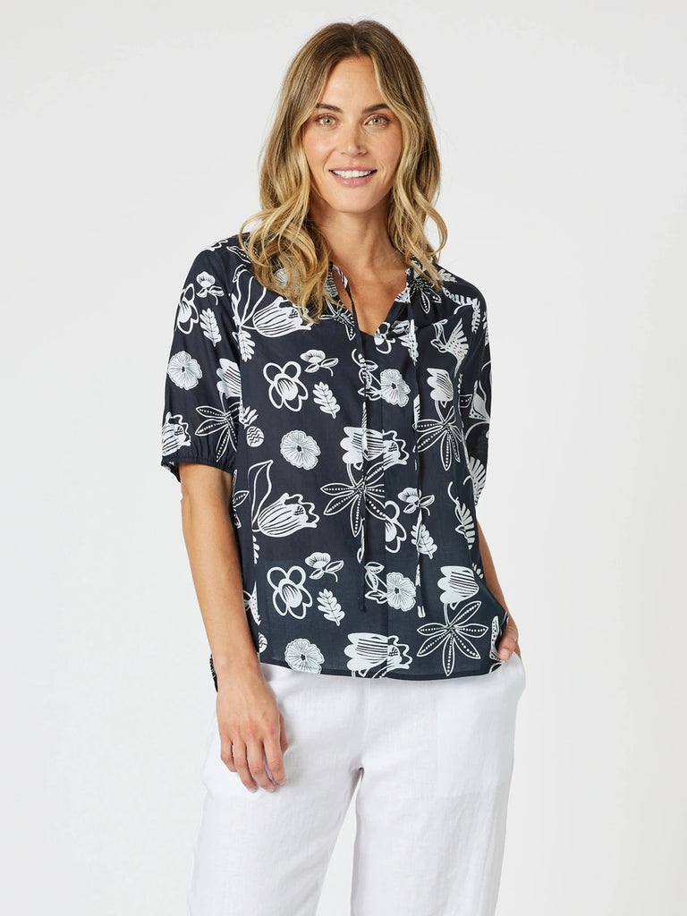 Palm Springs Blouse - Navy