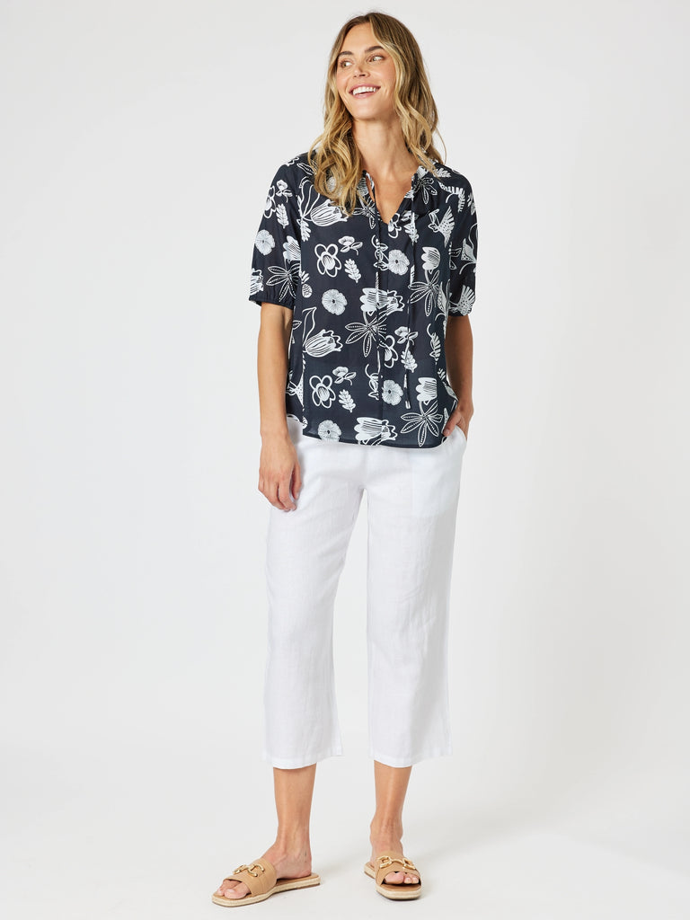 Palm Springs Blouse - Navy