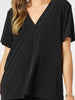Maggie V Neck Travel Top - Black - gordon smith - hammock and vine