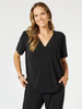 Maggie V Neck Travel Top - Black - gordon smith - hammock and vine
