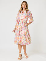 Spring Floral Shirt Dress -  Multi