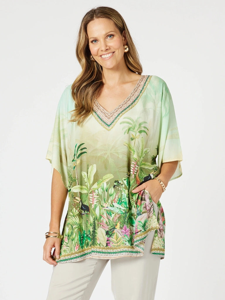 Toucan V Neck Top - Green