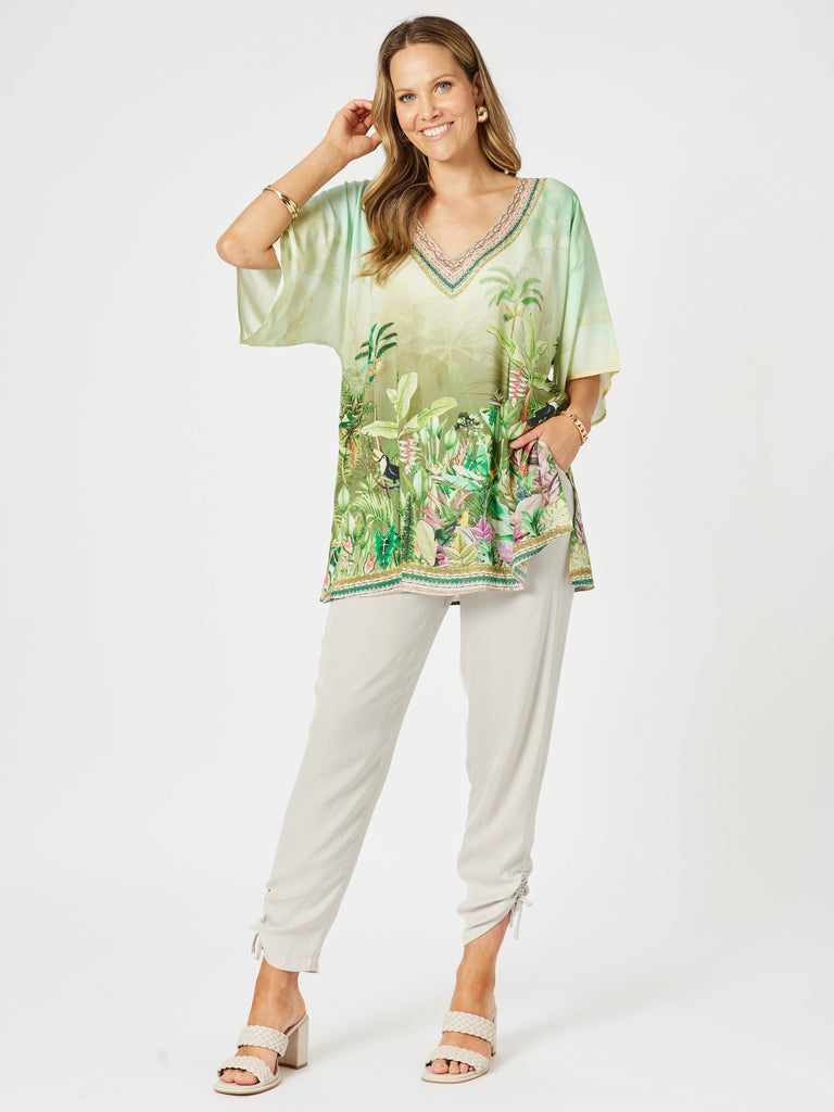 Toucan V Neck Top - Green