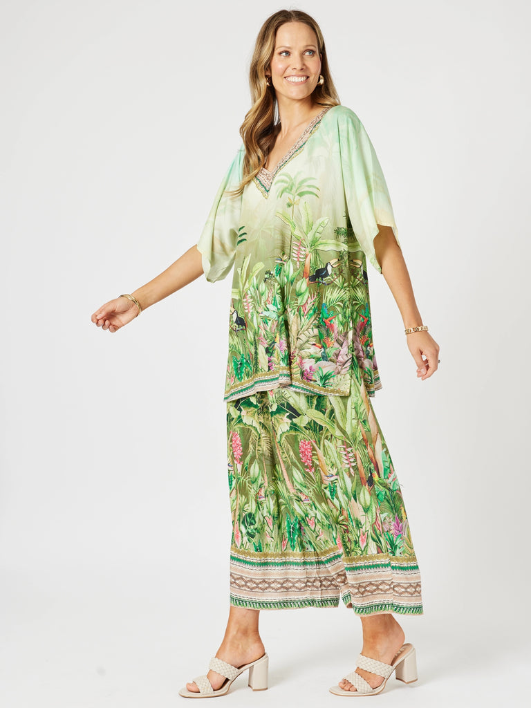 Toucan V Neck Top - Green