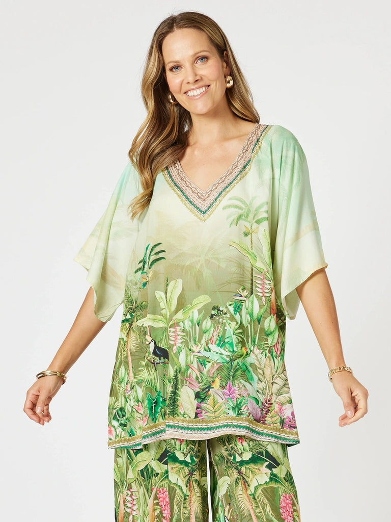 Toucan V Neck Top - Green