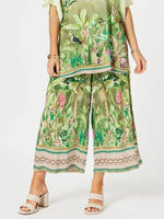 Toucan Patterned Wide Leg Pant - Green