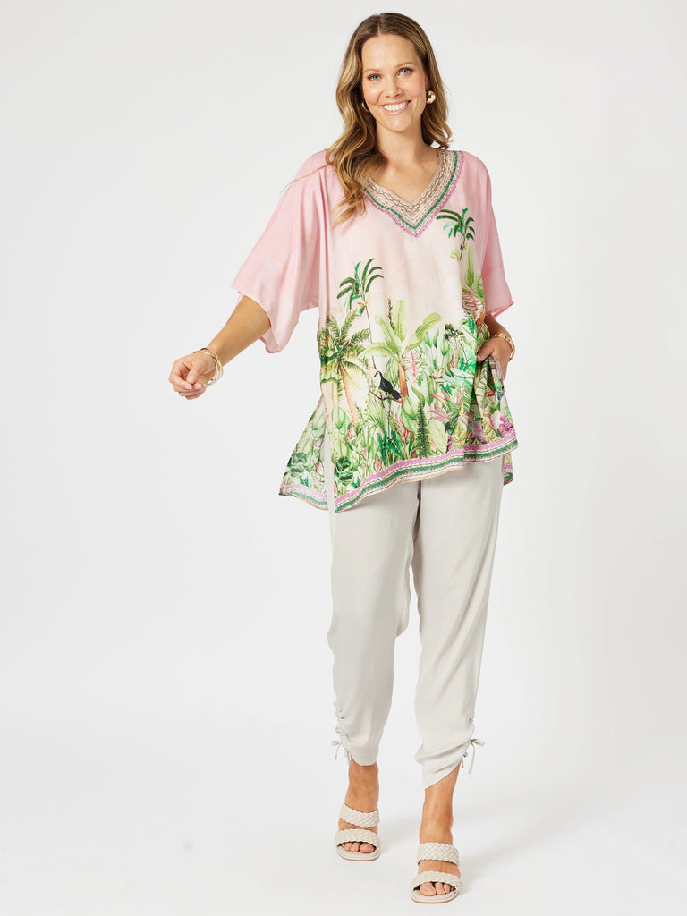 Toucan V Neck Top - Pink
