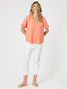Lino Tiffany Ruffle Top - Papaya gordon smith