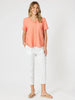 Sarah Linen Pleat Hem Pant - White