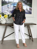 Get Spotty Print Sheer Shirt - Navy/White