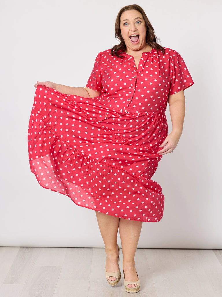 French Rose Midi Dress - Red