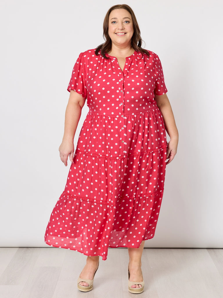 French Rose Midi Dress - Red
