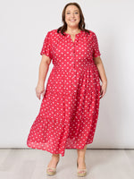 French Rose Midi Dress - Red