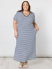 Gemma Stripe Midi Dress - Navy / White