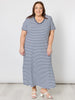 Gemma Stripe Midi Dress - Navy / White
