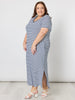 Gemma Stripe Midi Dress - Navy / White