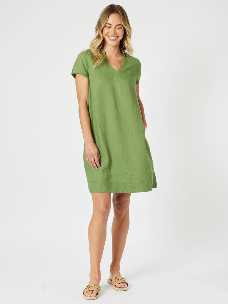 Bravo Linen Dress - Basil