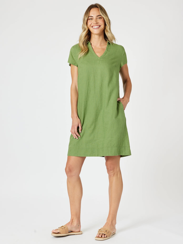 Bravo Linen Dress - Basil