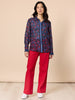 Cherry Delight Print Sheer Shirt - Navy/ Red