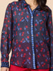 Cherry Delight Print Sheer Shirt - Navy/ Red