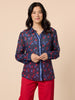 Cherry Delight Print Sheer Shirt - Navy/ Red