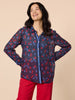 Cherry Delight Print Sheer Shirt - Navy/ Red