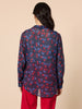 Cherry Delight Print Sheer Shirt - Navy/ Red